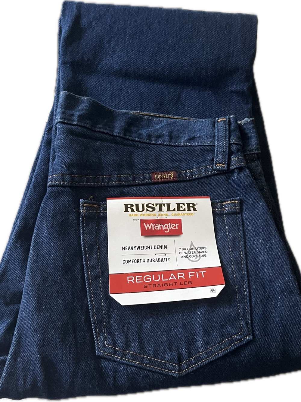 Wrangler Rustler Men's Straight Leg Jeans - Dark Blue Denim